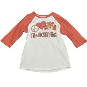 Prissy Pants Girls 3/4 Raglan Peace Love Thanksgiving Shirt Size 6-7